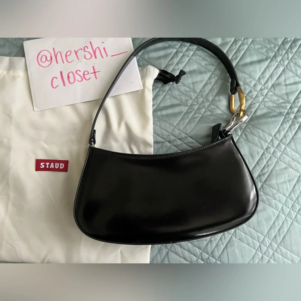 STAUD Black Leather Shoulder Bag - Picture 6 of 14